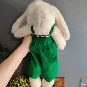 Plush Creations Santas Helpers Christmas Bunny Plush Nwt Green Overalls Hat 90s